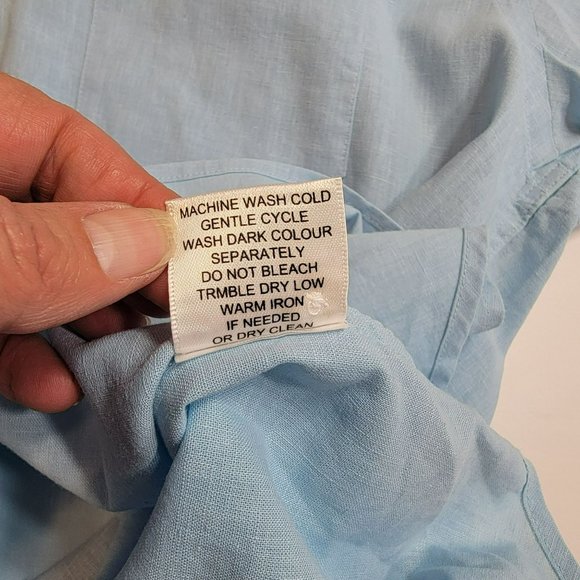 True Measure Tunic Shirt, Men L, Blue, Linen/Cotton Blend, Short Sleeve, EUC - Picture 8 of 13